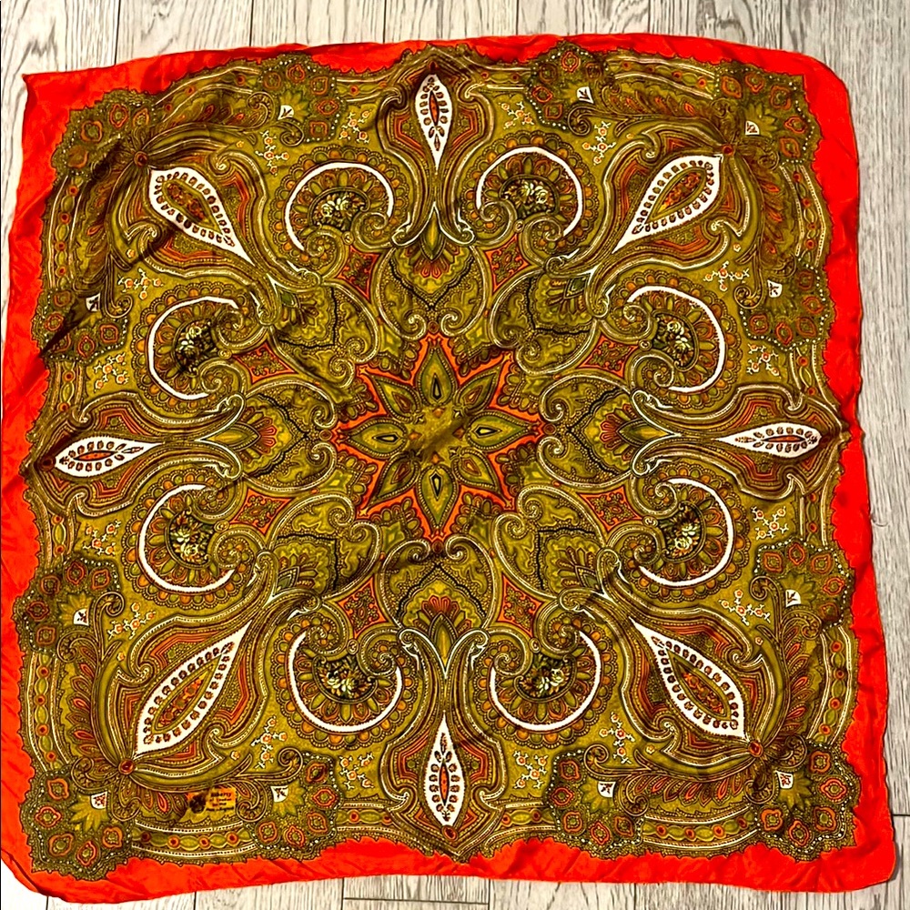 Liberty London Vintage 100% Silk Bright Paisley Scarf